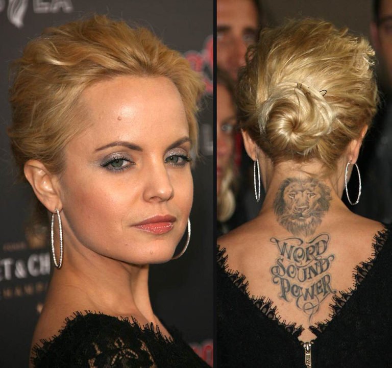Mena Suvari Neck Tattoo Lion Mena Suvari Neck Tattoo Lion