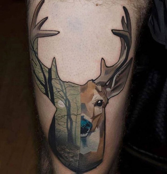 30 Tree-Themed Deer Tattoo Design For Love of Nature and Animals