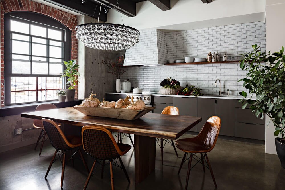white brick walls kitchen