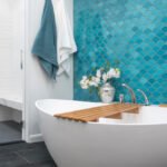 Beautiful Tiled Accent Wall In Bathroom